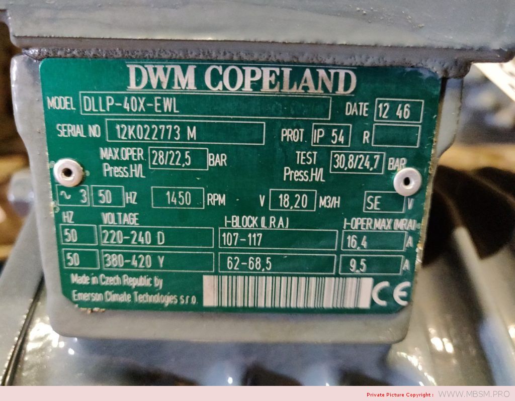 mbsmpro-compressor-dllp40x-dllp40xewl-dwm--copeland-semihermetic-compressor-4-hp-r507-400v-3ph-50hz-mbsm-dot-pro