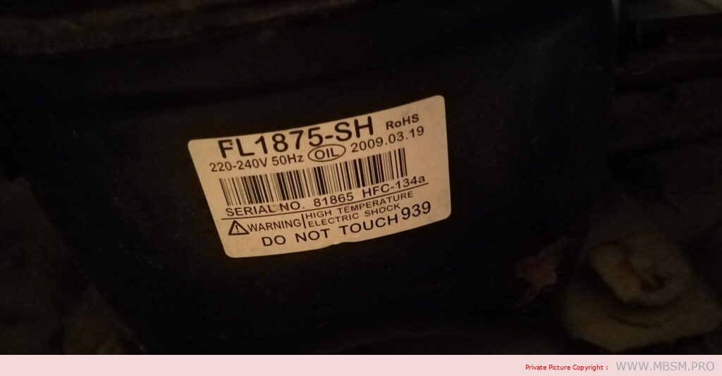 Mbsm.pro, Toshiba, refrigerator, freezer, GR-Y70UD, classT, Compressor, FL1875-SY, 1/4 hp lbp, r134a, 170g