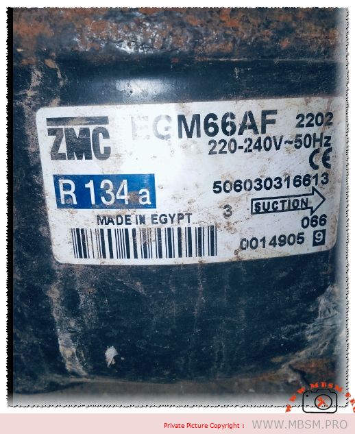 Compressor, ZMC EGM66AF, is an excellent fit for a 10-foot refrigerator mbsmpro