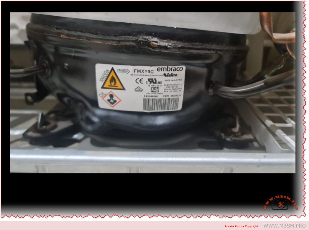 Embraco FMXY9C Compressor: R600a, 1/6 HP mbsmpro
