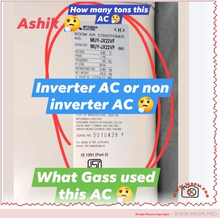 Mitsubishi Ashiki MUY-JX22VF electrical technical data interpretation mbsmpro