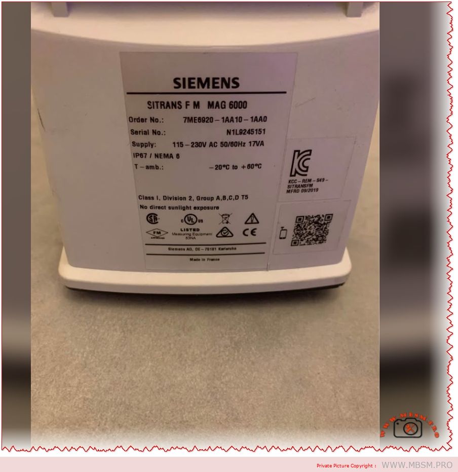 Siemens SITRANS FM MAG 6000, 7ME6920‑1AA10‑1AA0 mbsmpro