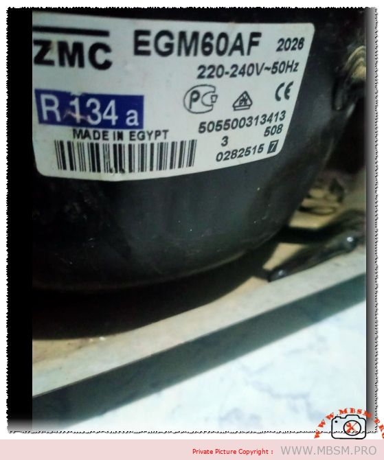 The ZMC EGM60AF compressor can be installed on a Toshiba 14-inch refrigerator mbsmpro