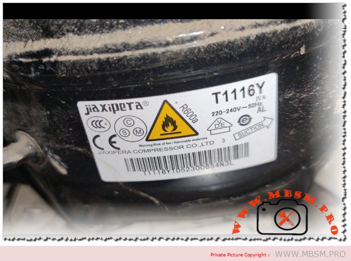 Jiaxpera T1116Y compressor specs 1/5 HP LBP R600a 220-240V 184W 10.5 cm3 mini fridge replacement mbsmpro