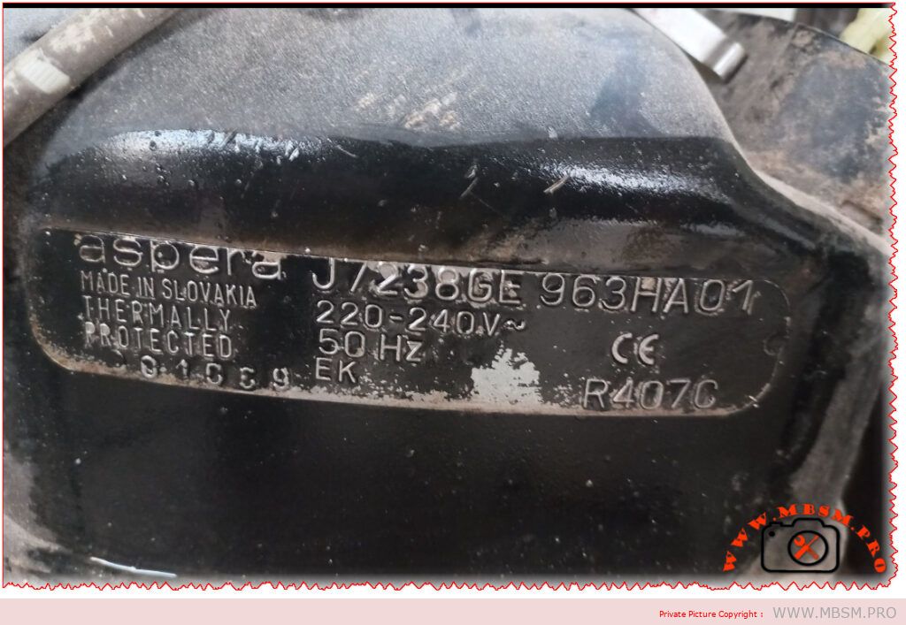 spera J7238GE Compressor 1.5 HP R407C HBP Technical Specifications and Performance Data mbsmpro