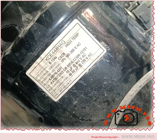 Compressor, KCE444HAG, 3/8 HP, Copeland, R-134a, 1077 W, 2.2 A, 230V, HBP, CSCR, High Temp mbsmpro